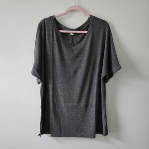 Honeyme Charcoal V-Neck Short Sleeve Top